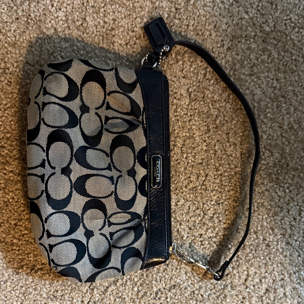 Coach Black and Tan Signature Wristlet - Picture 4 of 4